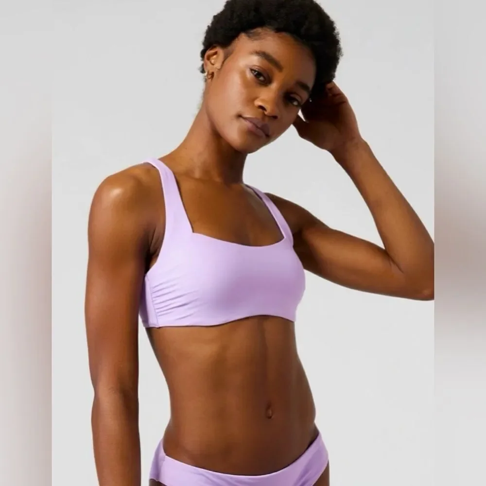 ATHLETA Square Neck Bra Cup Bikini Top Lavender Sz 40D NWT